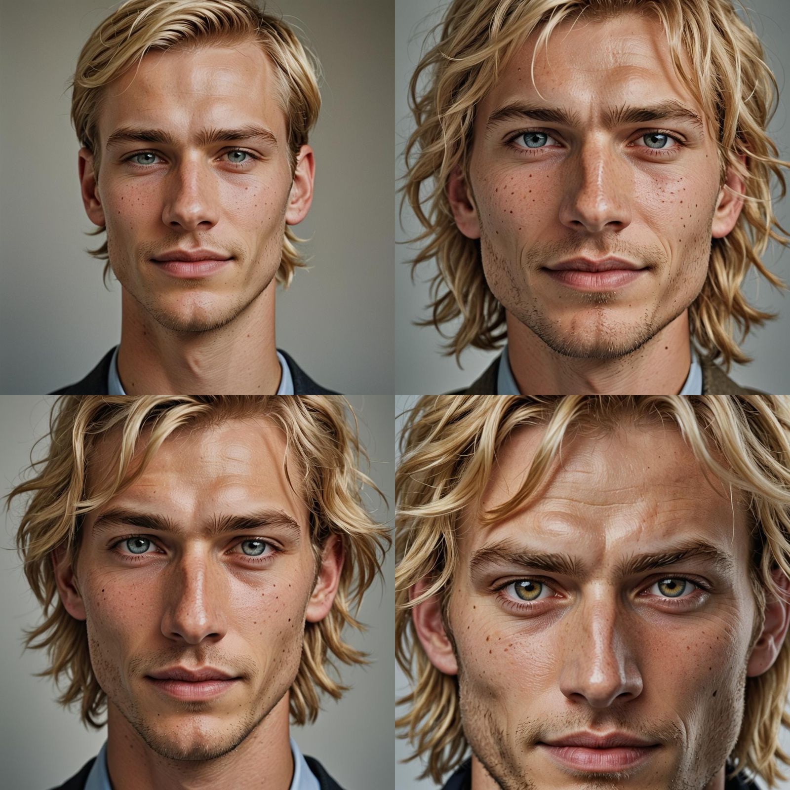 Portrait of a Smirking Blonde Man in Studio Lighting