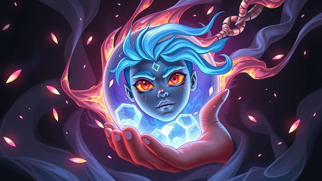 Female face inside of an Orb