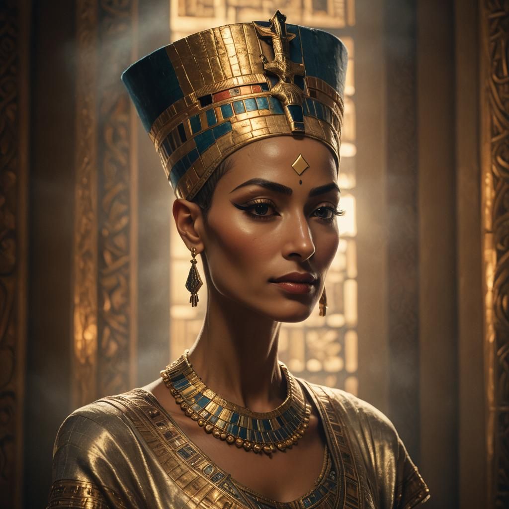 Nefertiti Portrait in Soft Light: A Masterpiece