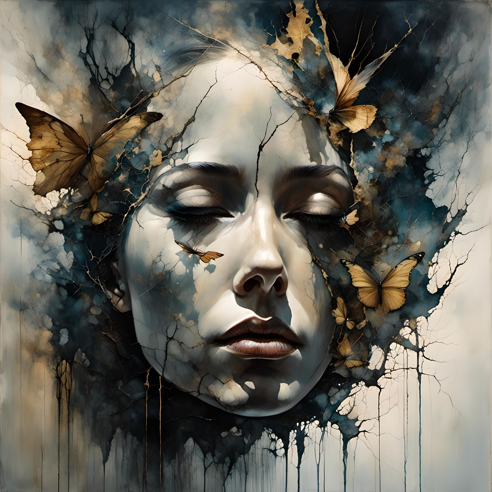 Distorted Reflections: A Broken Mirror Portrait