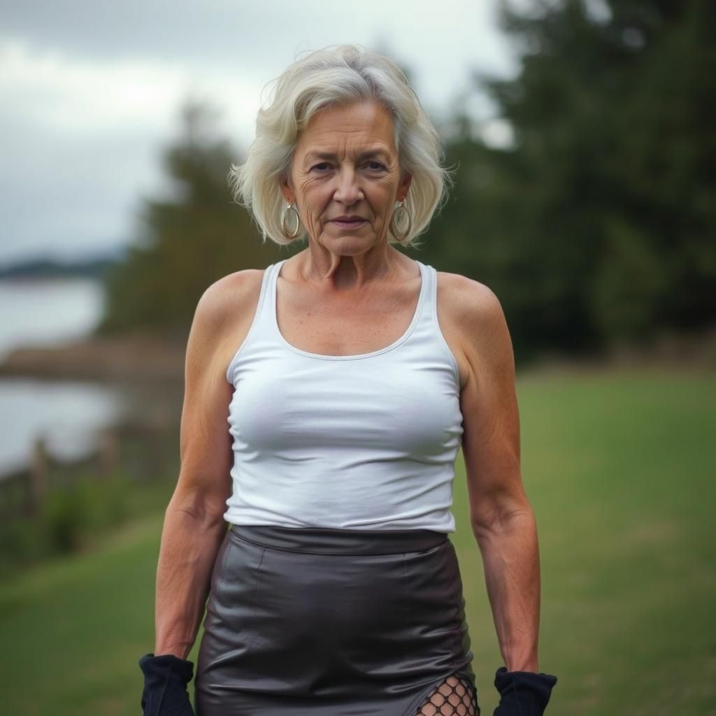 Woman in Latex Fashion Outdoors