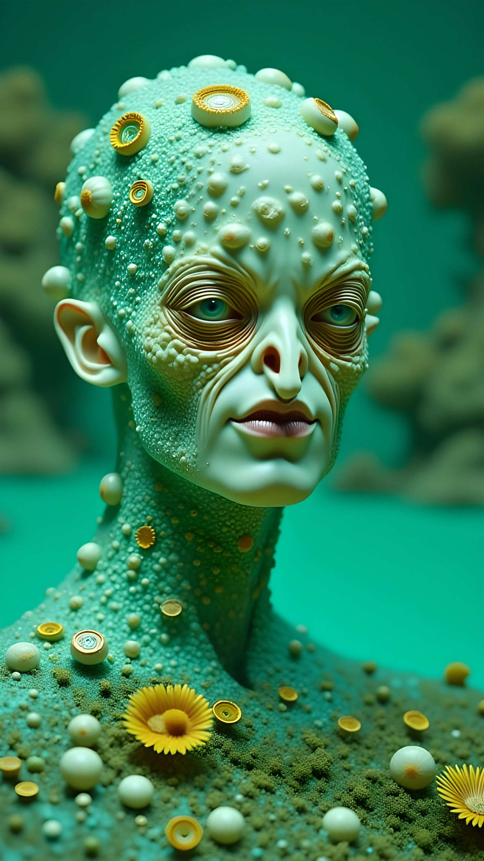 Albino Face Oddity in Dystopian Opera: Hyper-Realistic Image