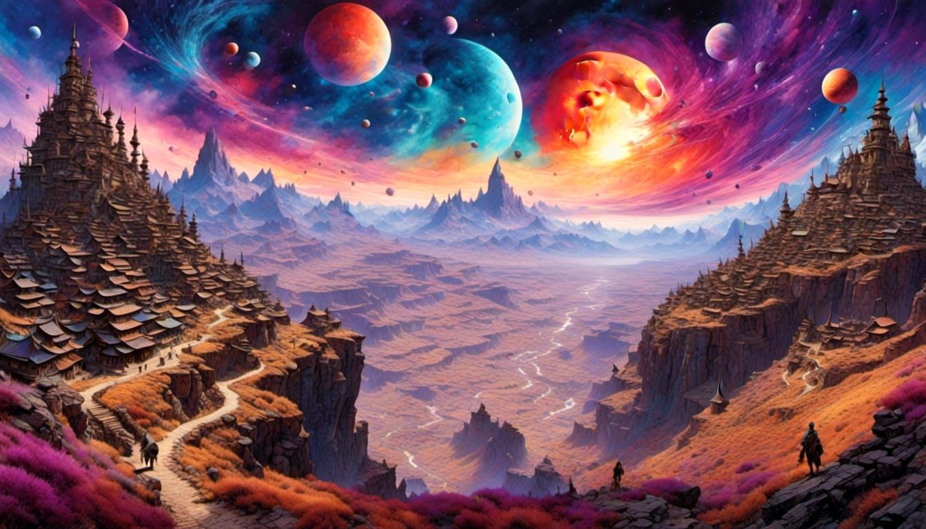 Epic Cosmic Swords and Sorcery Surreal Masterpiece