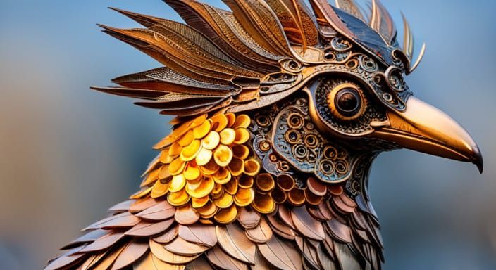 Steampunk Bird Sculpture in Recycled Metal