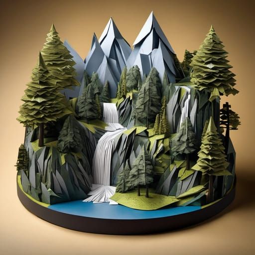 epic mountain landscape with waterfall