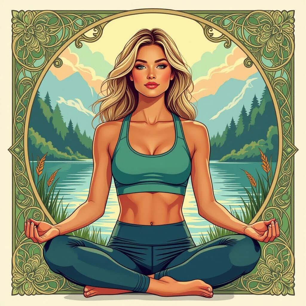 Scandinavian Woman Promoting Wellness in Serene Nature