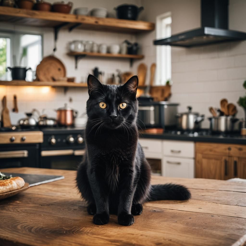 Black Cat Portrait in High-Contrast Photography