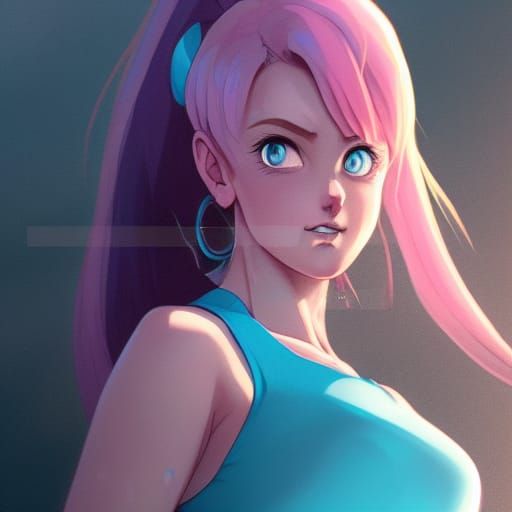 Bulma Pinup Art in Digital Illustration Style
