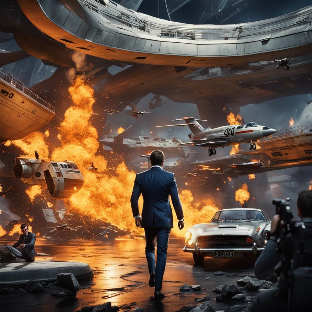 James Bond Action Scene: Detailed Matte Painting