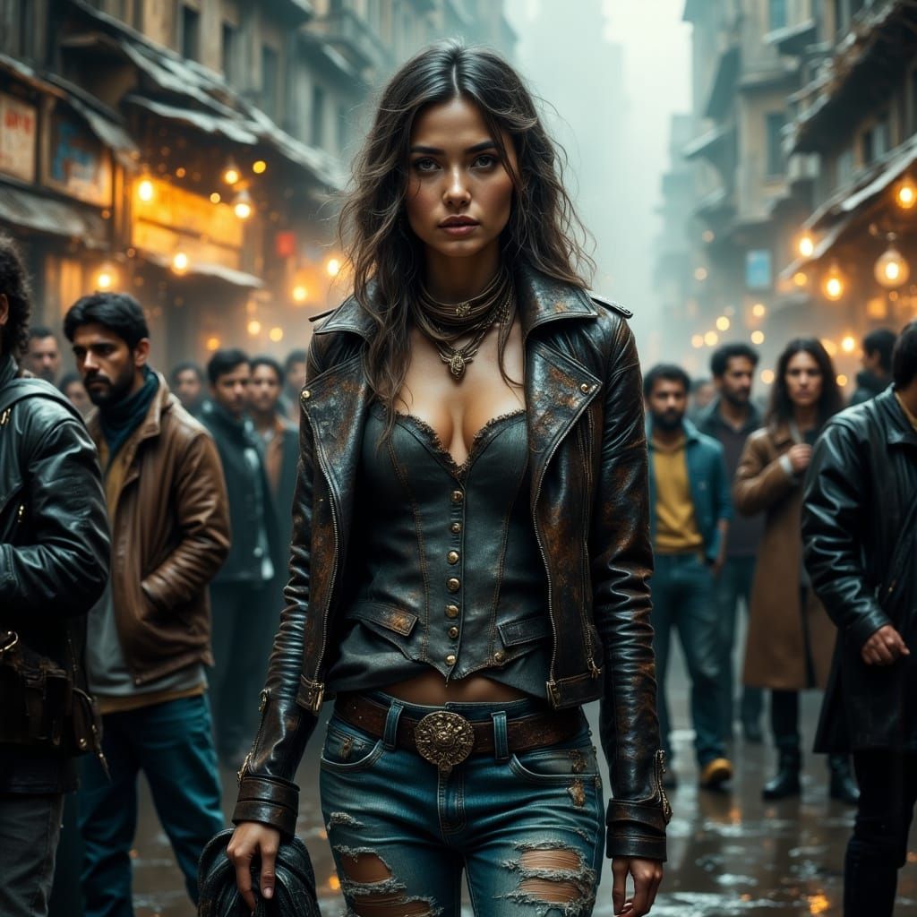 Mira in Crumbling Cityscape with Ethereal Glow