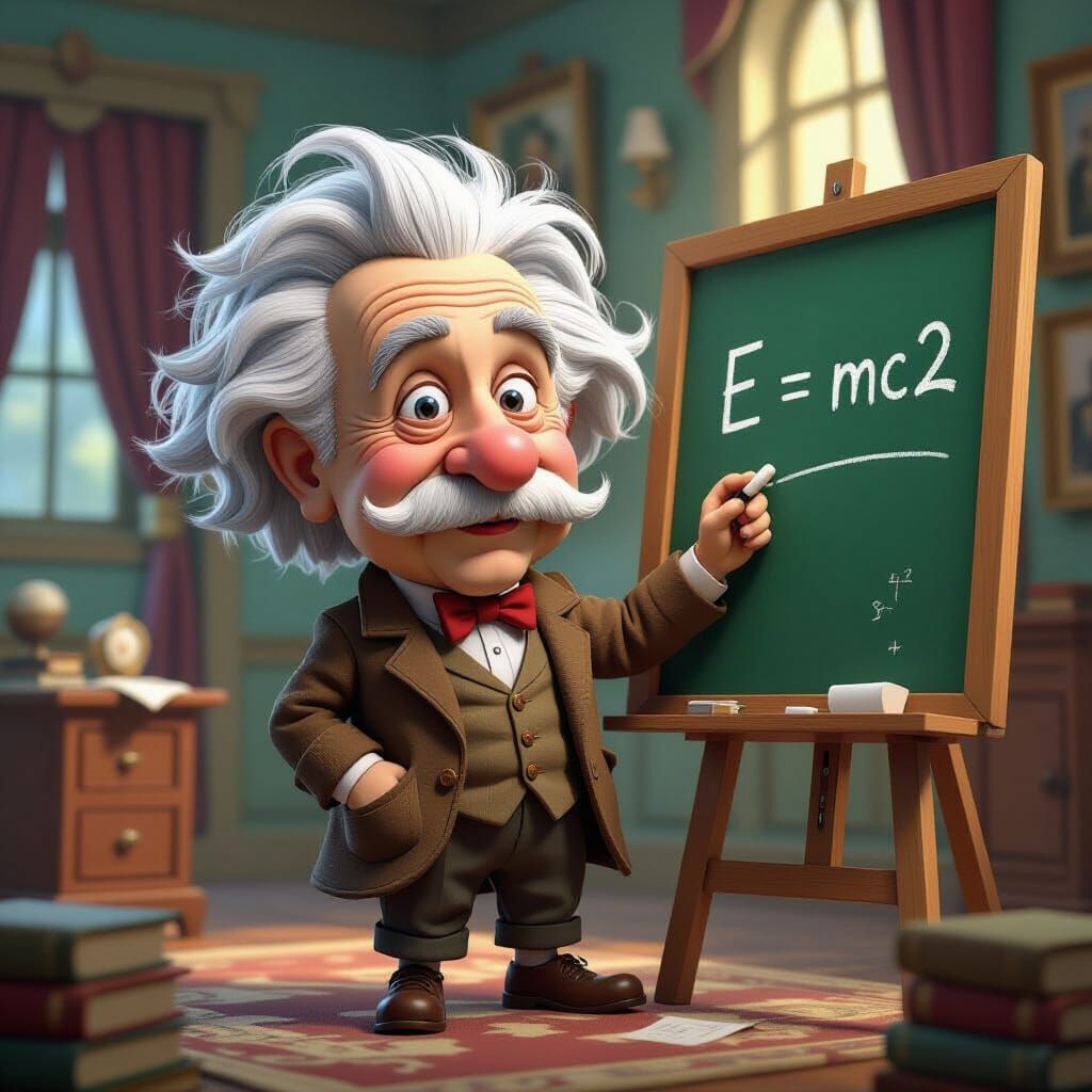 Albert Einstein Caricature as Matte Painting