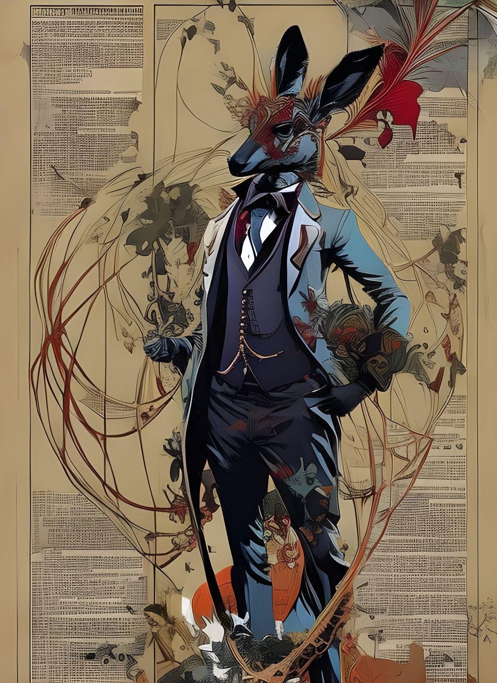 Majestic Kangaroo Portrait in a Suit