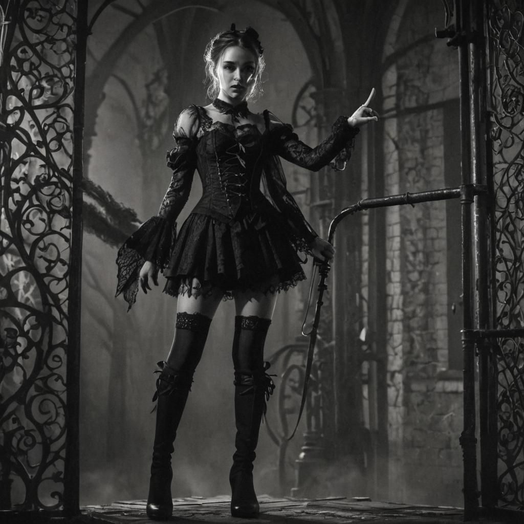 Intense Gothic Portrait with Lace Details