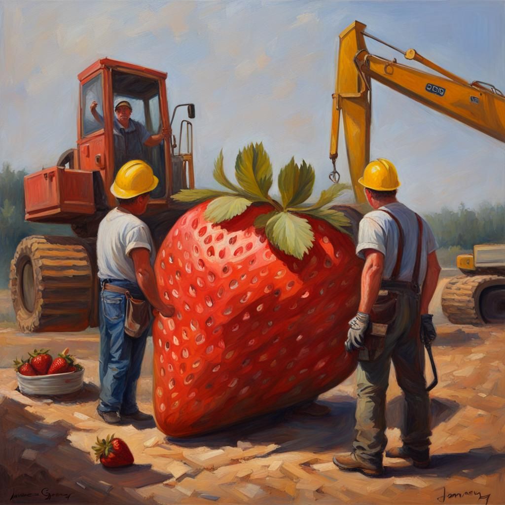 Construction Workers Discover Giant Strawberry Oil Painting