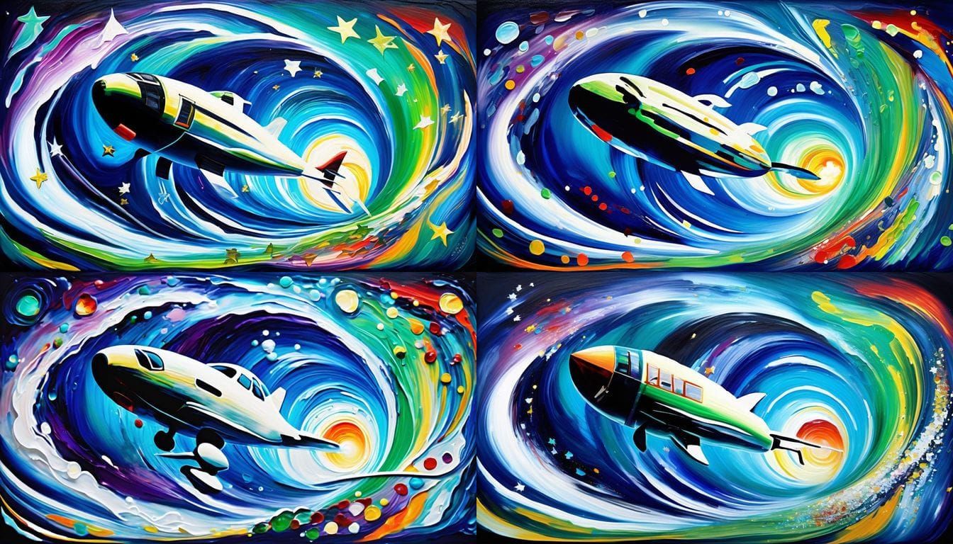 Surreal Abstract Landscape with Fiery, Spinning Cylinder