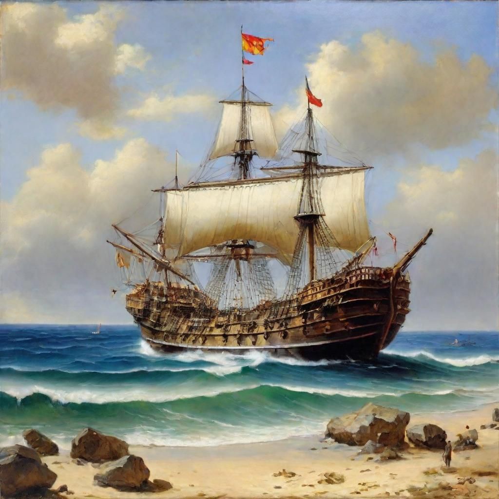 Majestic Spanish Galleon as Oil Painting