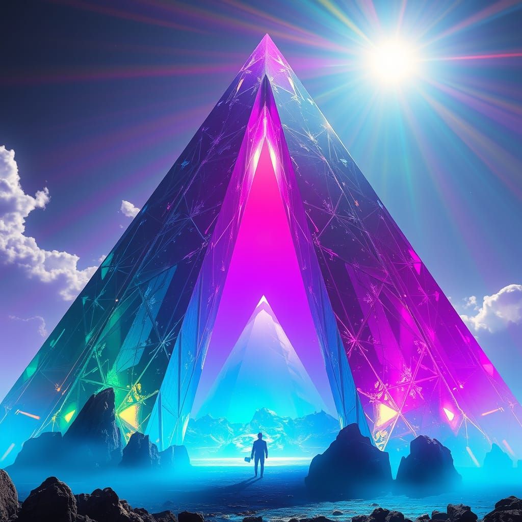 Psychedelic Prism Pyramid Complex in Hyper-Realistic Style
