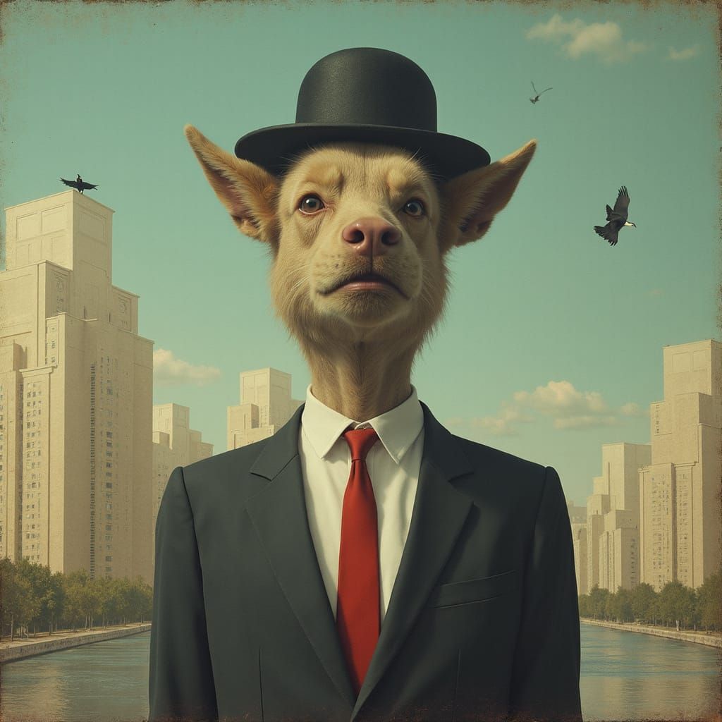 Surreal Paradise in Magritte Style