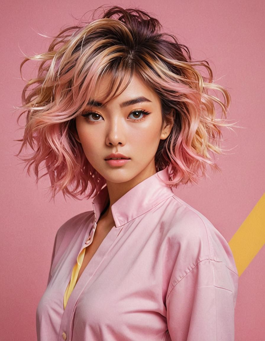 Retro Japanese Anime Model in 80s Manga Style