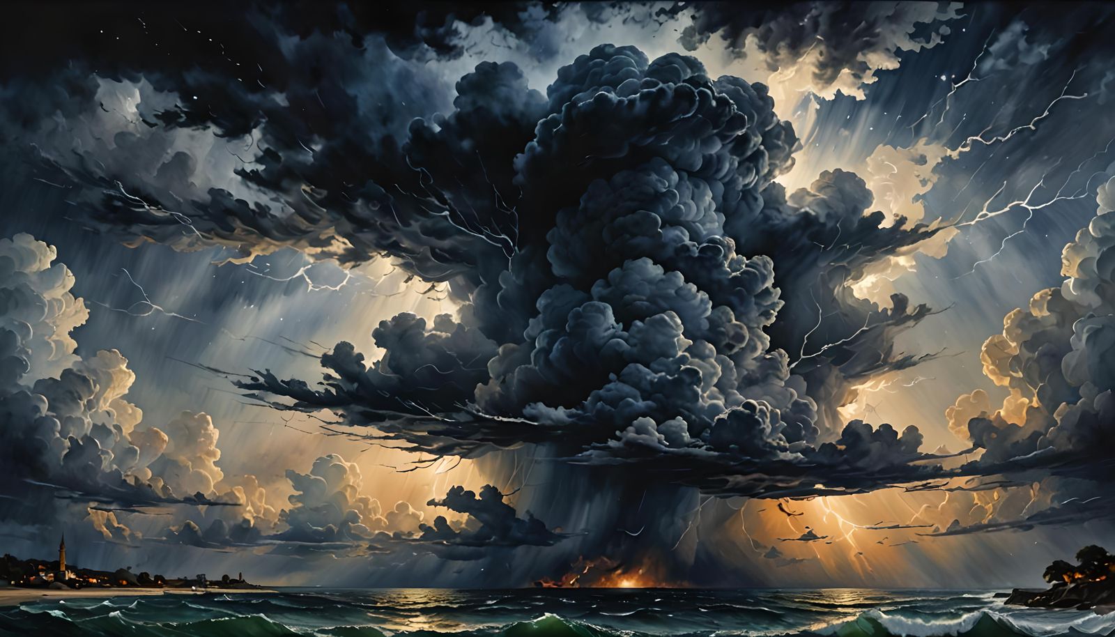 Dramatic Storm Clouds in Surreal Digital Art Style