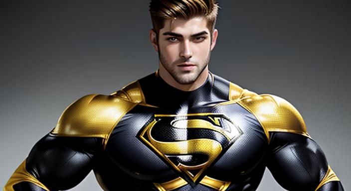 Golden Superhero in Shiny Spandex Costume