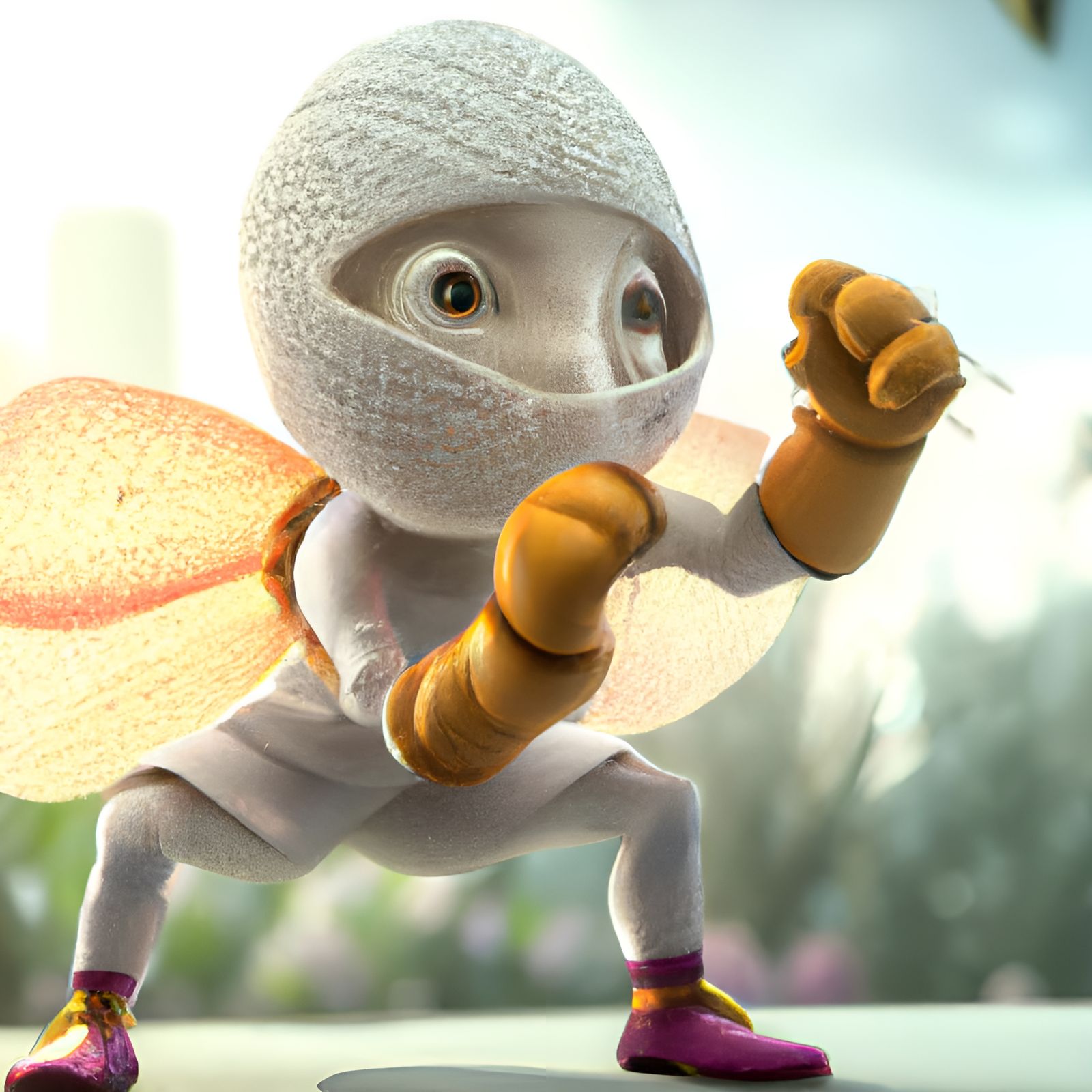 Adorable Flea in Karate Suit, 3D Render