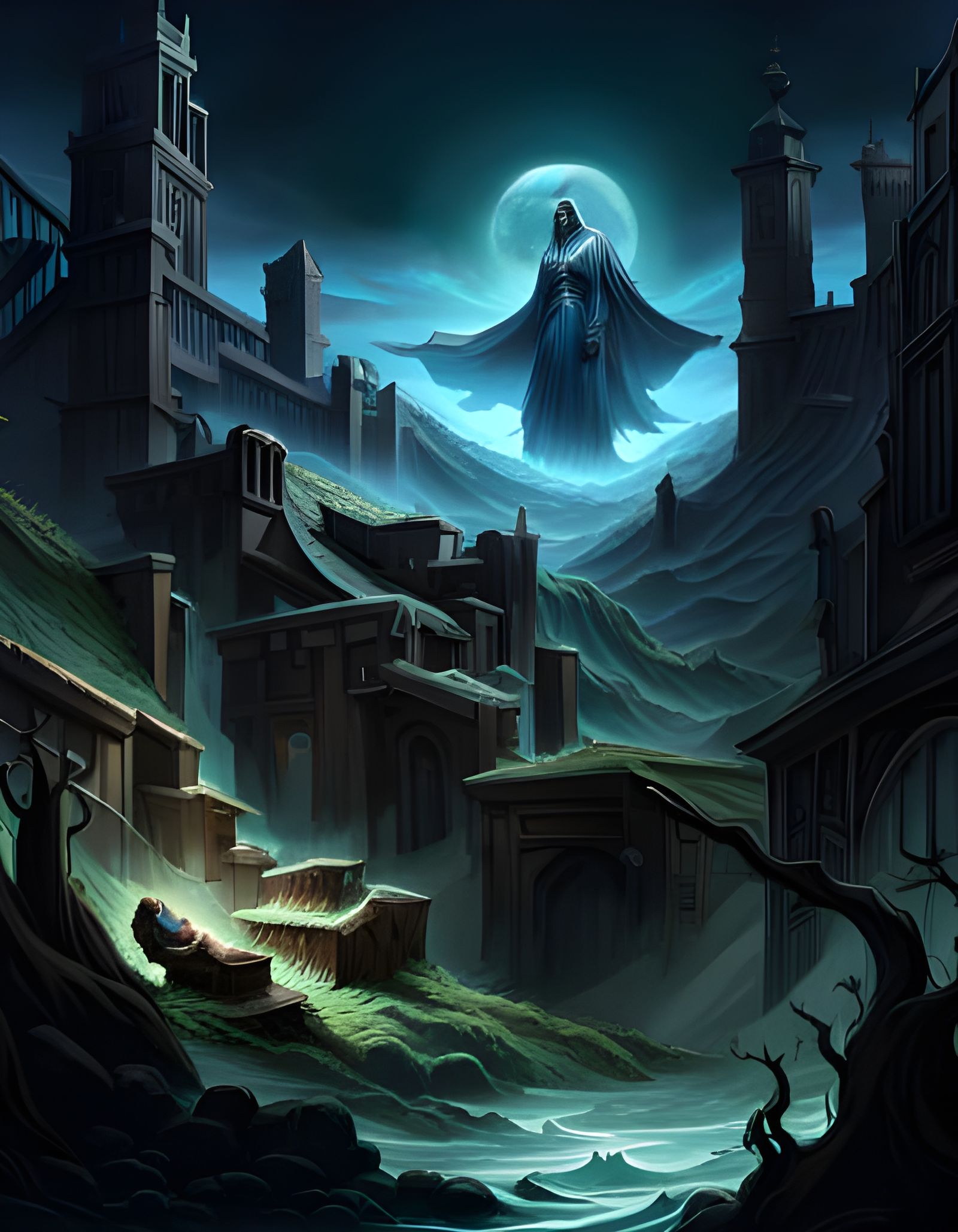 Fearful Necromancer in Gothic Horror Style