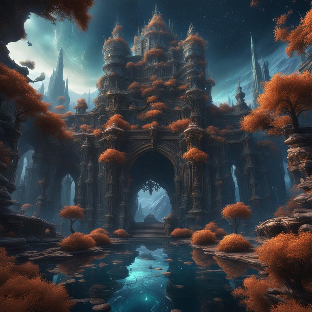 Fantastical Infinity: Detailed Matte Painting in Deep Color