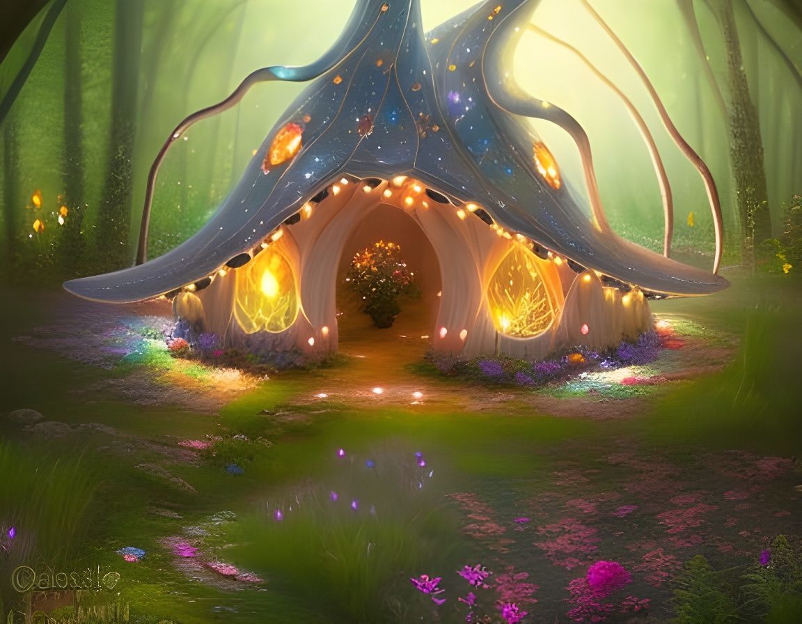 Glowing Fairy House in Hyperrealistic Style