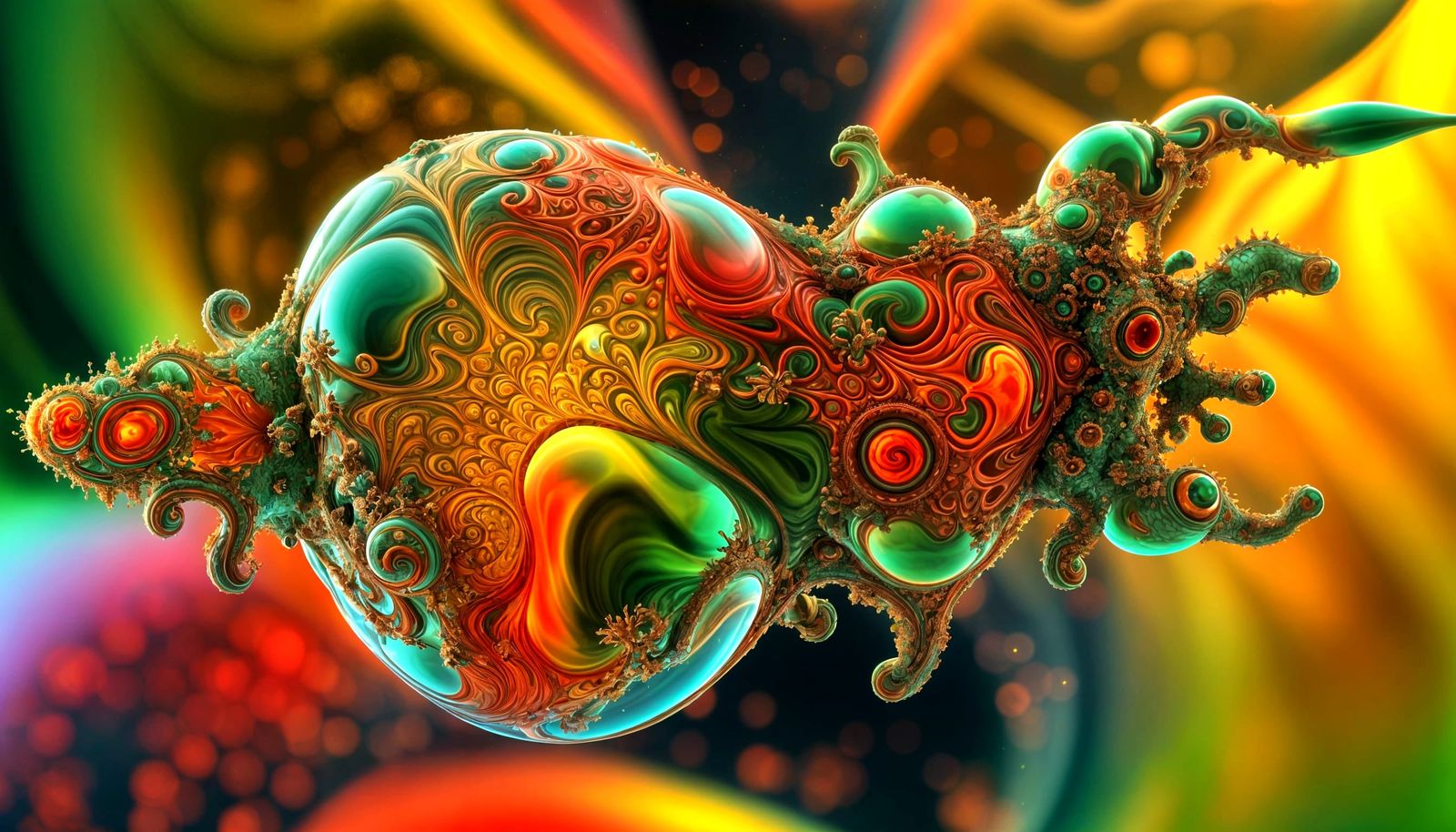 Complex Abstract Fractal with Luminous Particles