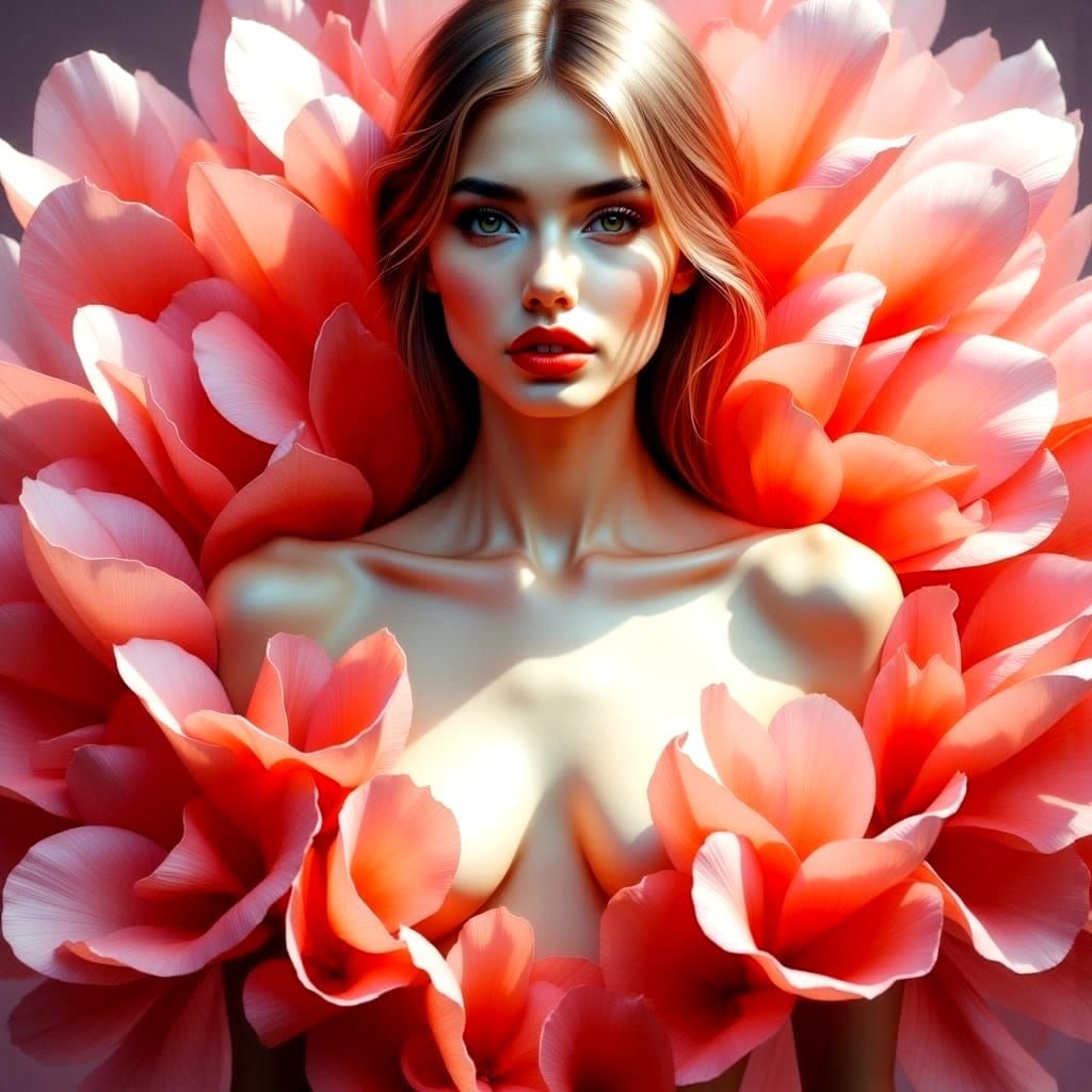 Rose Petal Woman: A Fantasy Art Portrait