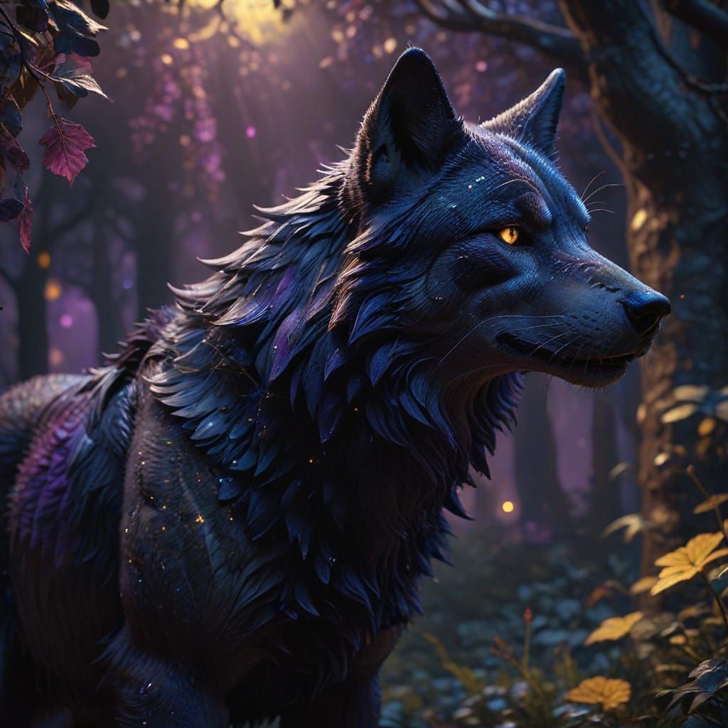 Midnight Wolf in Dark Fantasy Shadows