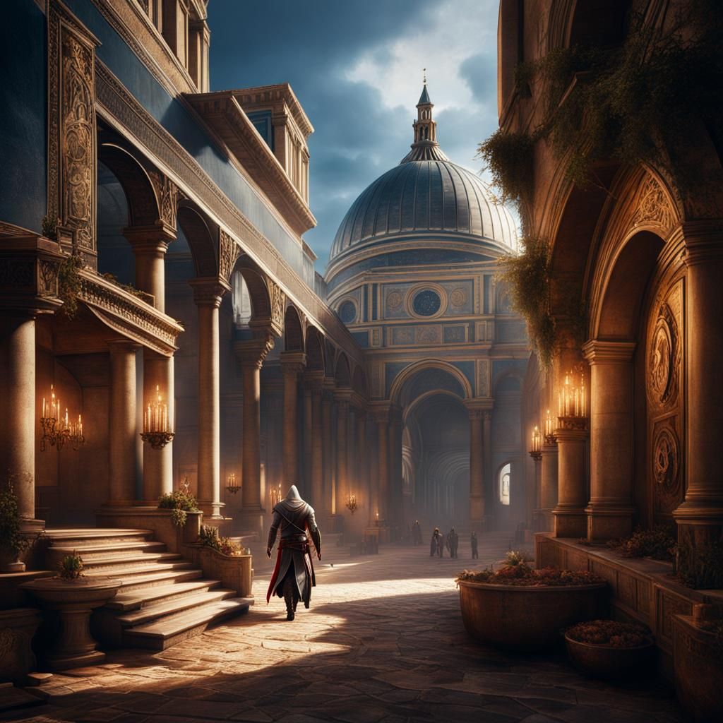 Ezio Auditore in Modern Times: Detailed Matte Painting