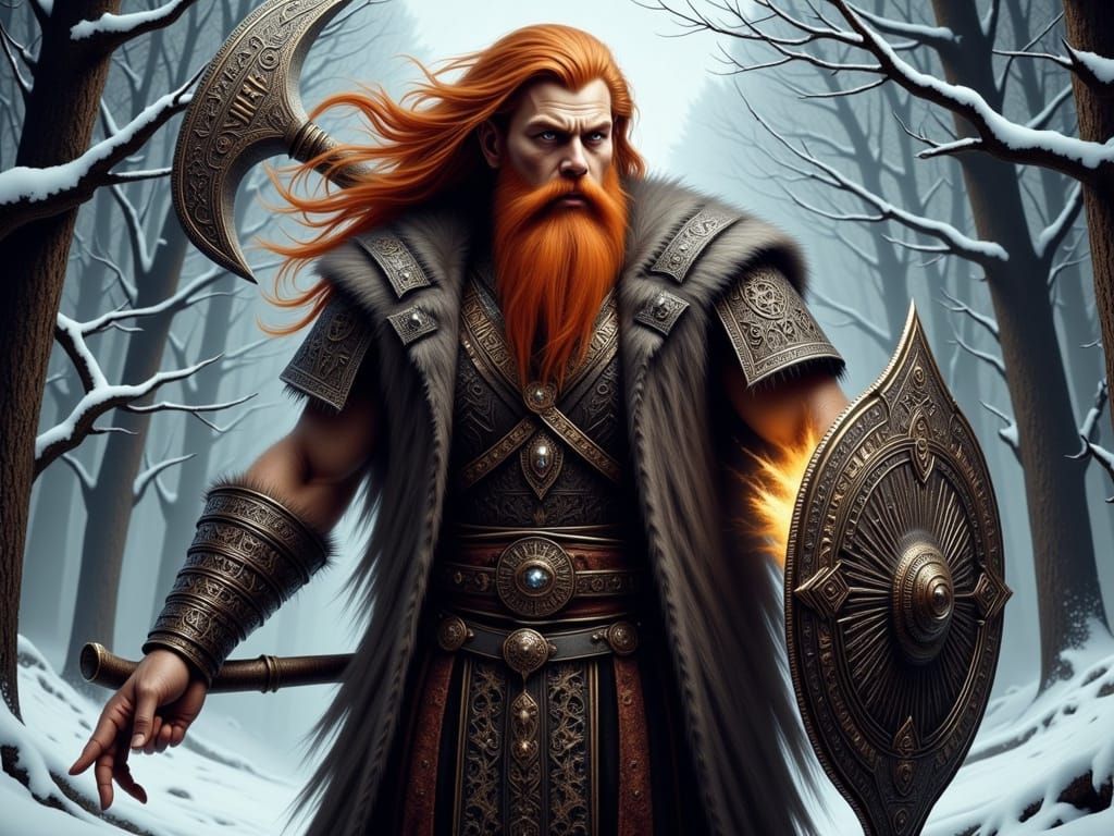 Giant Viking Warrior with Glowing Runes