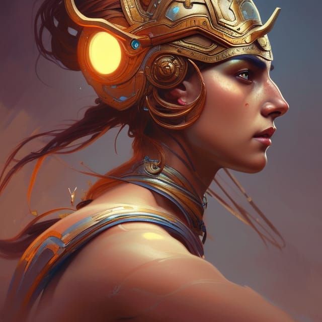 Warrior Goddess Portrait in Hyperdetailed Style