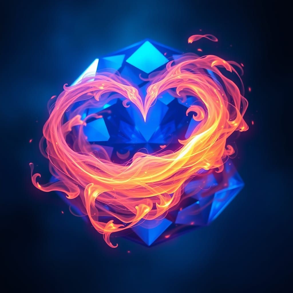 Ethereal Flame Dance on Star Sapphire, Fantasy Concept Art