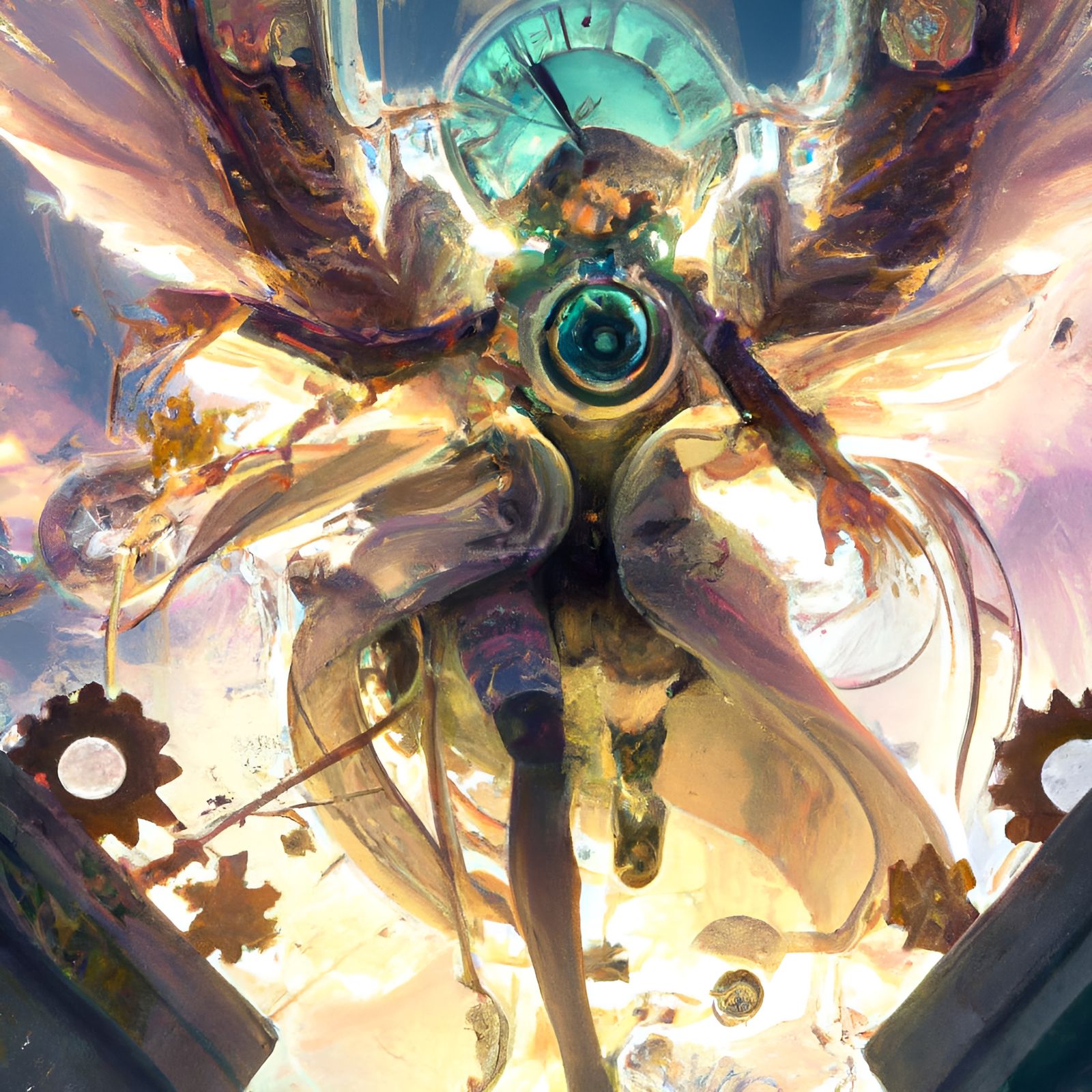 Clockwork Angel Descending: Retro Photograph in 8K