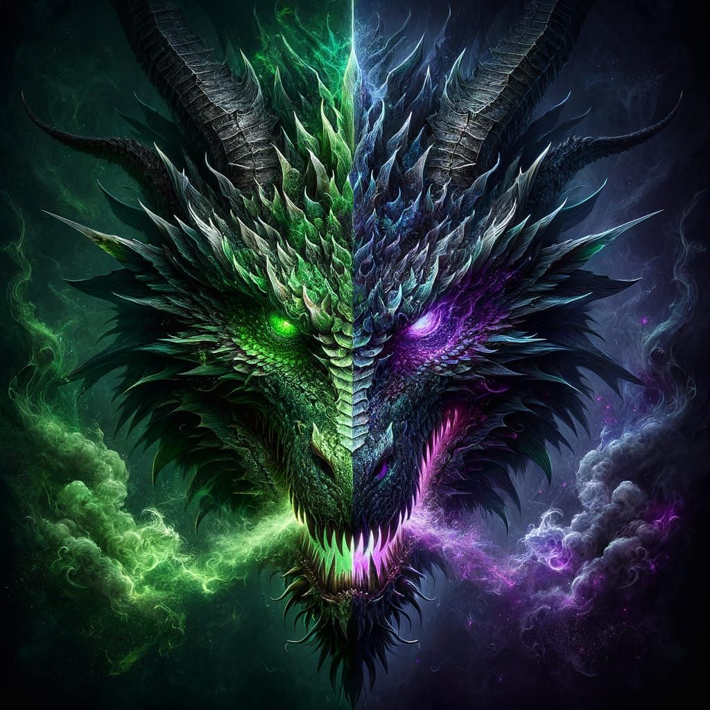 Poison and Void Dragon Head in Fantasy Art