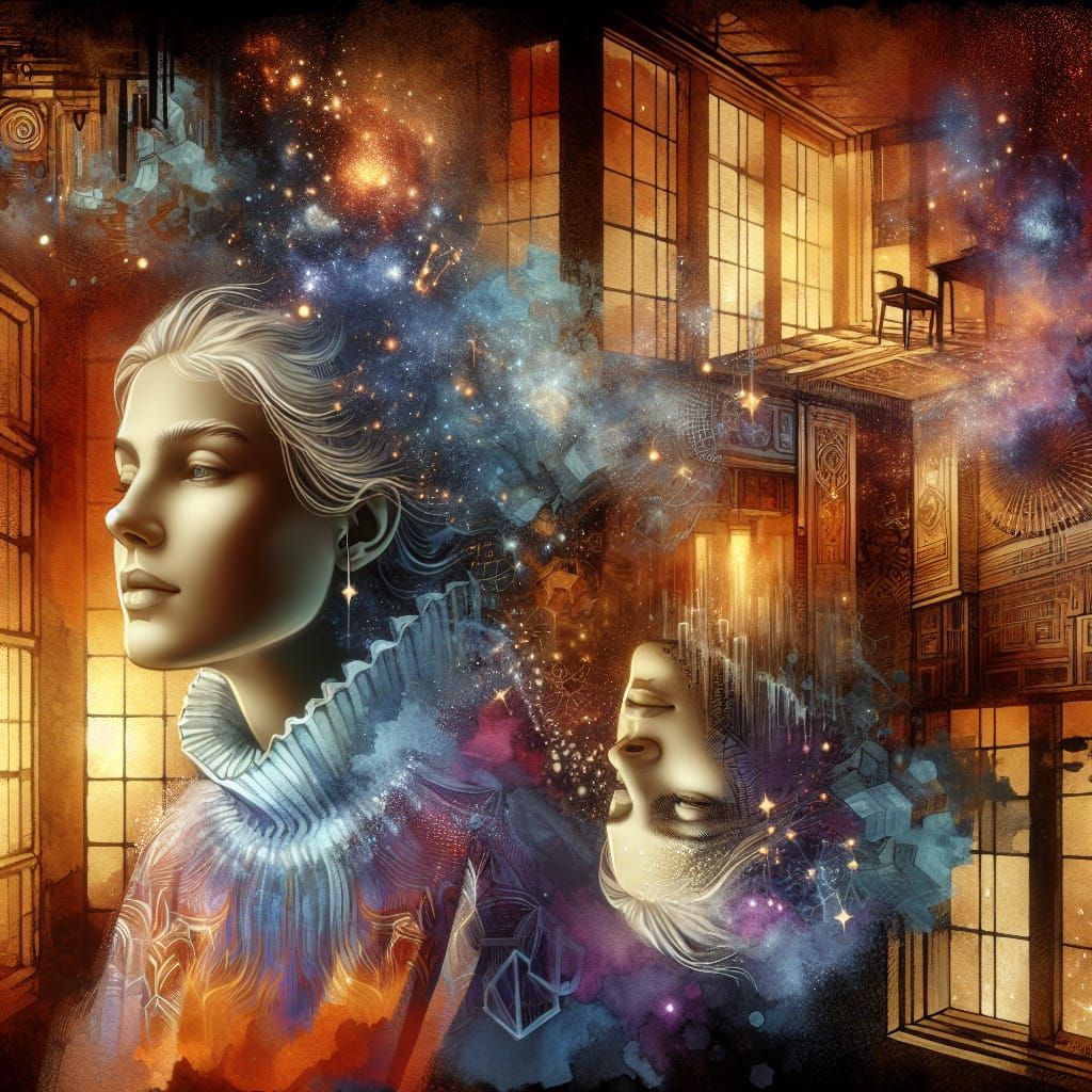 Upside-Down Woman in Room: Art Brut Style