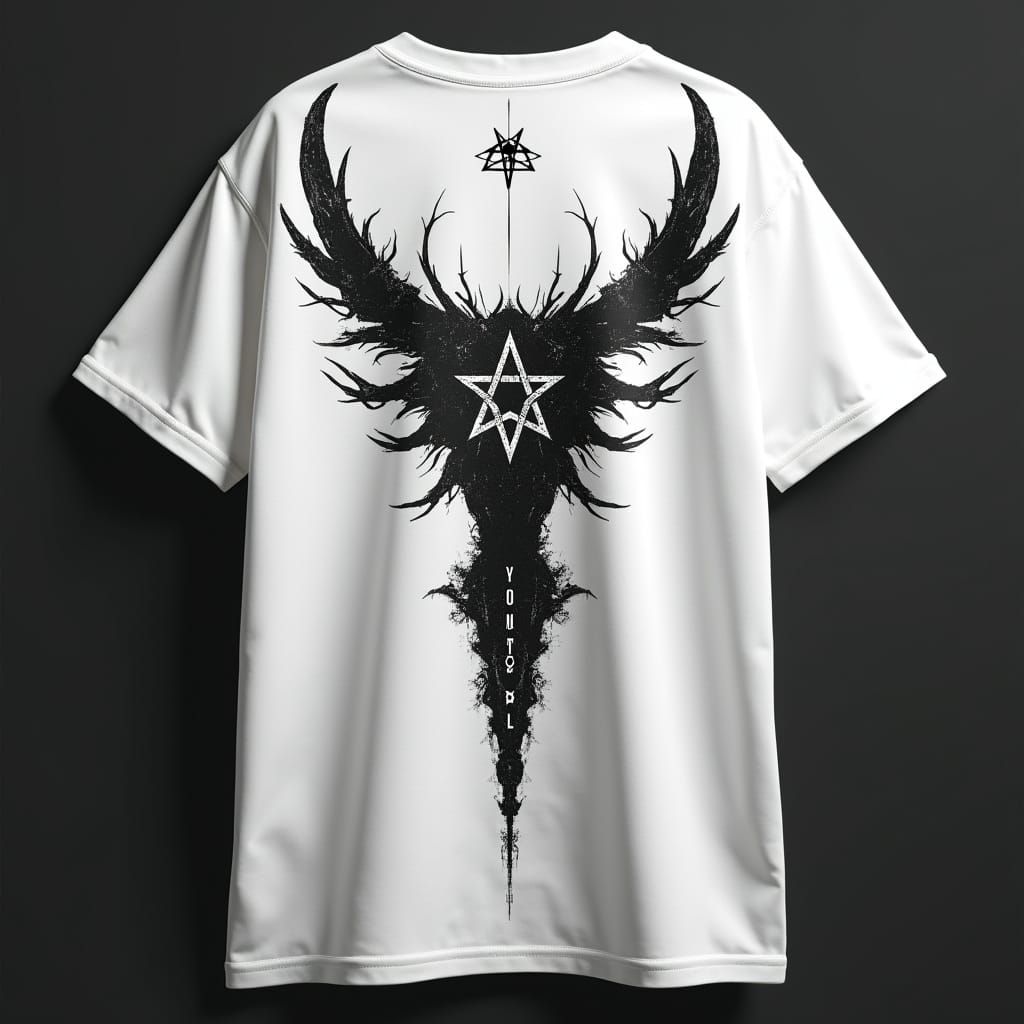 Dark Fantasy Streetwear T-Shirt Design in Gritty Futurism St...