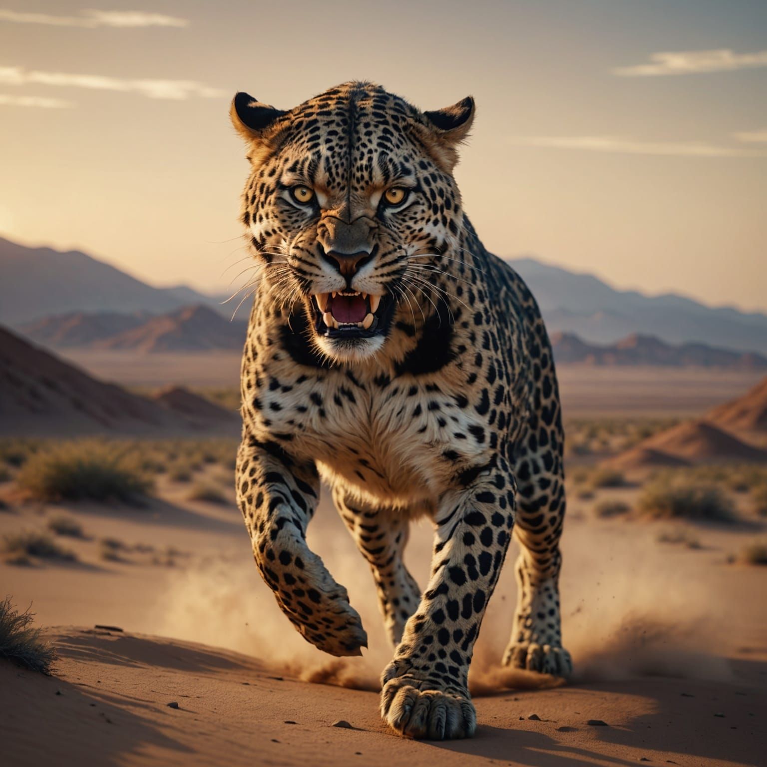 Prehistoric Panther in Desert Dusk