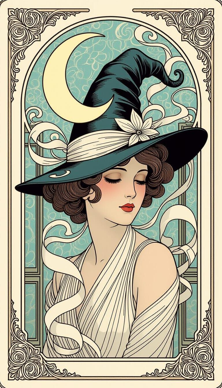 Art Nouveau Witch Hat with Dream Elements