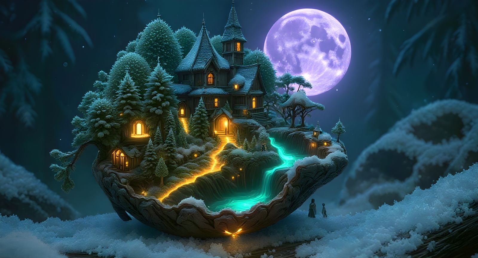 Enchanted Winter World Inside a Pine Cone