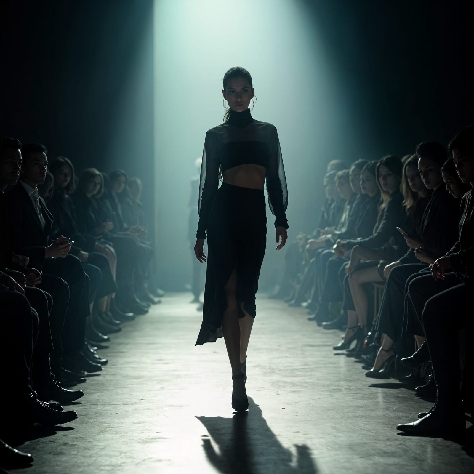 Fashion Model on Catwalk: Cinematic Film Still