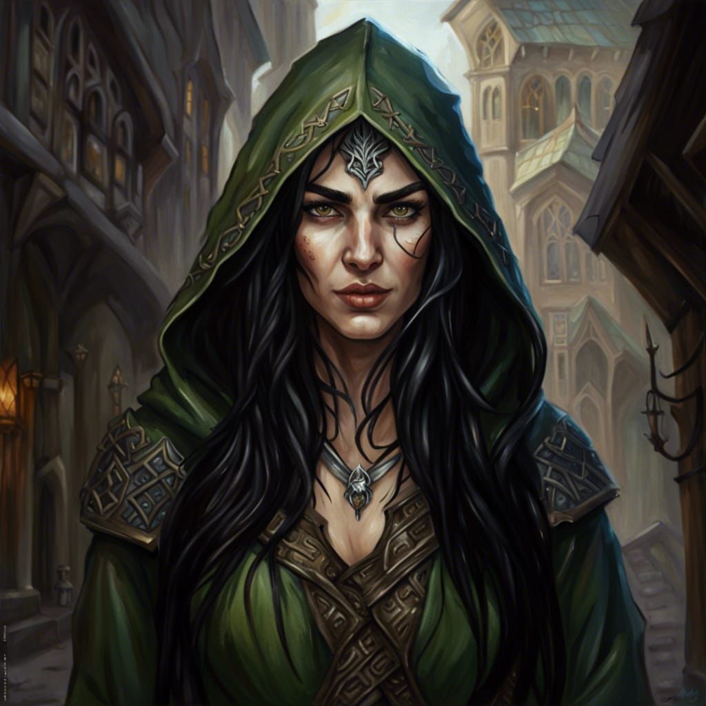 Elven Rogue in Ornate Oil Painting Portrait