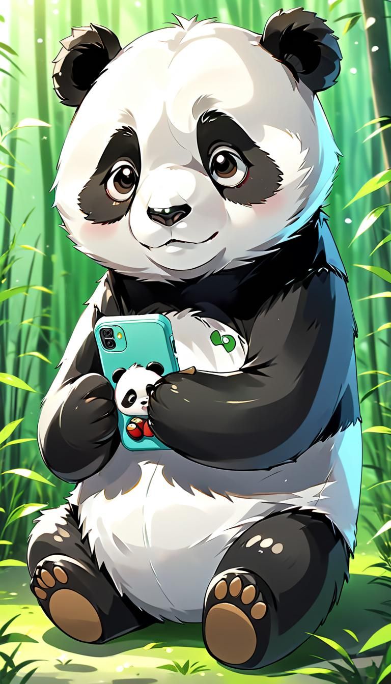 Cartoon Panda Phone Case in Anime Style