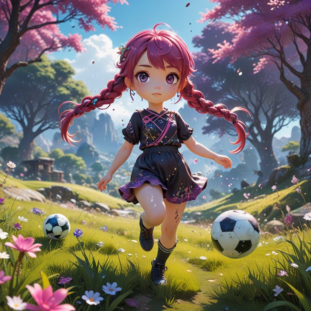 Glittering Chibi Toddler in Psychedelic Anime Style