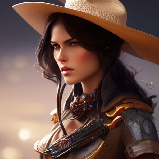 Attractive Cowgirl Portrait in Western Style