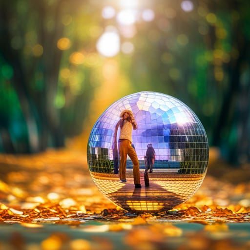 Time Traveler at 1978 Disco with Faceted Ball
