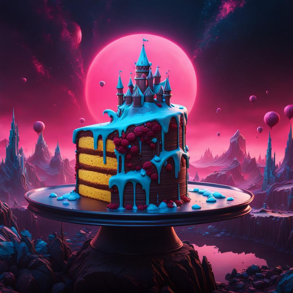 Fantastical Cake: Detailed Matte Painting in Deep Color